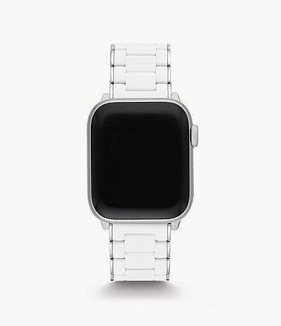 White and Stainless Silicone-Wrapped Bracelet Band for Apple Watch® - Gunderson's Jewelers