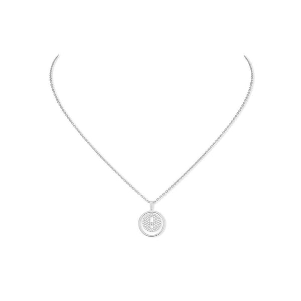 White Gold Pavé Diamond Medallion Pendant Necklace - Gunderson's Jewelers