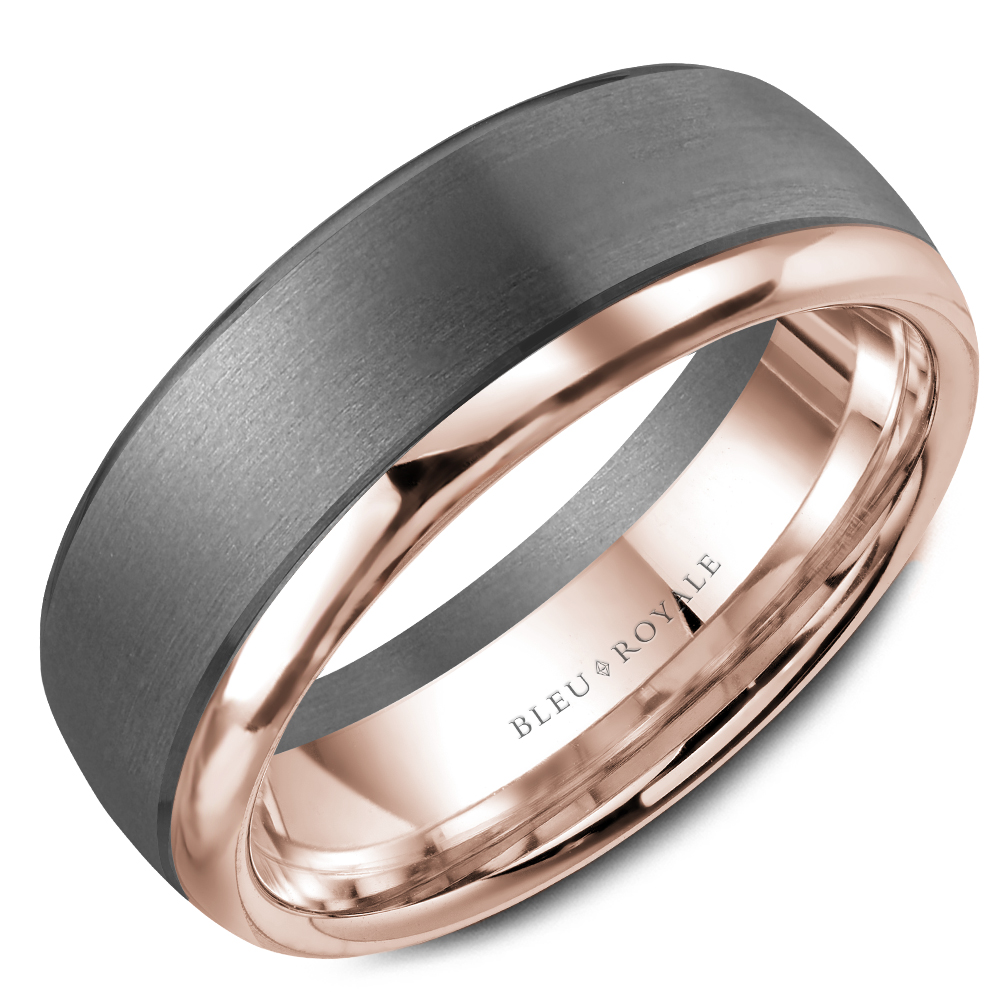 14K Rose Gold Trim With Brushed Grey Tantalum